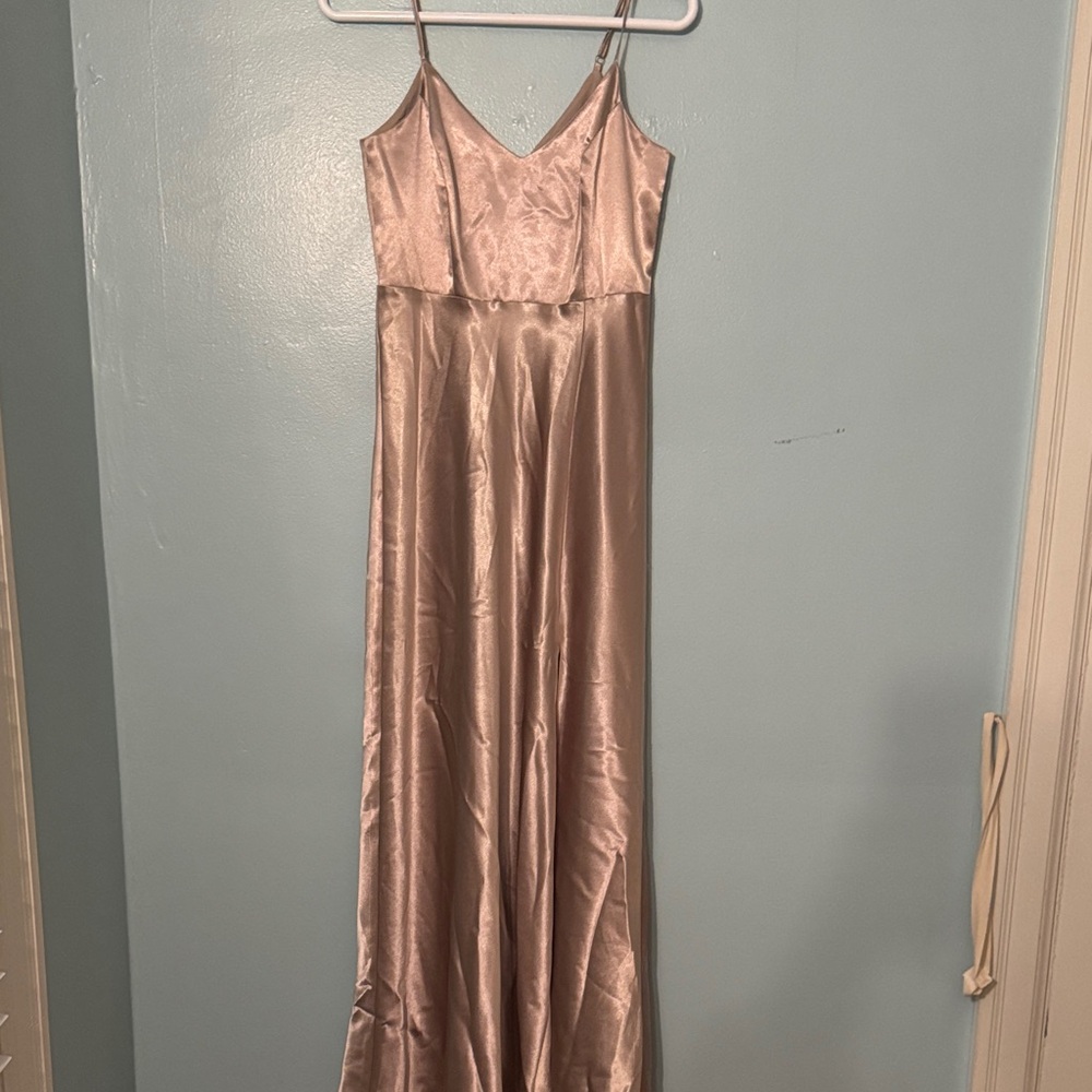 Birdy Grey Satin Maxi Dress in Blush Pink